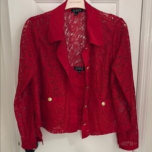 J.Crew Red Lace Blazer